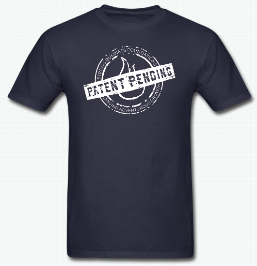 Navy blue T-shirt. Patent pending.Strong business foundations driving adventurous growth.